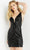 Jovani - Glittered V-Back Cocktail Dress 08216SC CCSALE 4 / Black