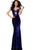 Jovani - Jeweled Keyhole Off-Shoulder Velvet Trumpet Dress 61697SC - 1 pc Navy In Size 2 Available CCSALE 2 / Navy