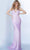 Jovani - JVN03063 Spaghetti Strap Beaded High Slit Gown Prom Dresses 00 / Light-Purple