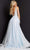 Jovani - JVN08421 Floral Slit A-line Plunging Gown Prom Dresses