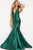 Jovani - JVN60917 Plunging V-Neck Ribbon Ornate Mermaid Gown Special Occasion Dress 00 / Green