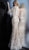 Jovani - Long Feathered Bishop Sleeve Asymmetrical Gown 63342SC CCSALE