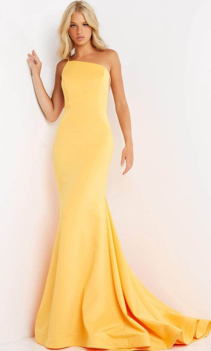 Jovani - One Shoulder Mermaid Prom Gown 06763SC - 1 pc Yellow in Size 8 Available CCSALE 8 / Yellow