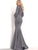 Jovani - Plunging V-neck Long Bell Sleeve Mermaid Evening Gown 63174SC - 1 pc Gunmetal In Size 20 Available CCSALE 20 / Gunmetal