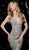 Jovani - Plunging V-Neck Sheer Floral Lace Dress 62023SC - 1 pc Grey/Nude In Size 4 Available CCSALE 4 / Grey/Nude