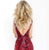 Jovani - Sequined Plunging V-Neck Fitted Cocktail Dress 3187SC - 1 pc Merlot In Size 4 Available CCSALE 4 / Merlot Red