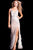 Jovani - Sleeveless Embellished V-Neck High Slit Feathered Dress 55796 CCSALE