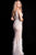 Jovani - Sleeveless Embellished V-Neck High Slit Feathered Dress 55796 CCSALE