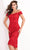 Jovani - Straight Across Lace Cocktail Dress 04763SC - 1 pc Red In Size 16 Available CCSALE 16 / Red