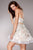 Jovani - Strapless Floral Appliqued Beaded Cocktail Dress 2933 CCSALE 4 / Ivory/Nude