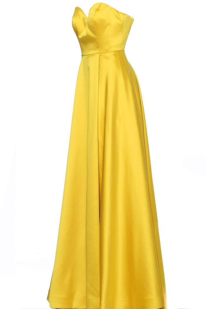 Jovani - Strapless Sweetheart Satin Prom Dress JVN67753SC - 2 pcs Black in Size 4 and 16 Available CCSALE 12 / Yellow