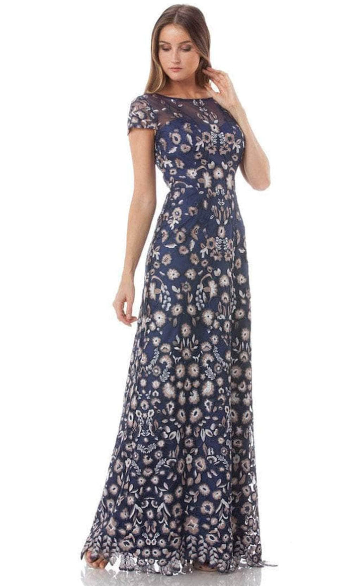 JS Collections 866548 - Bateau Embroidered Formal Gown Mother of the Bride Dresses 2 / Navy Mint