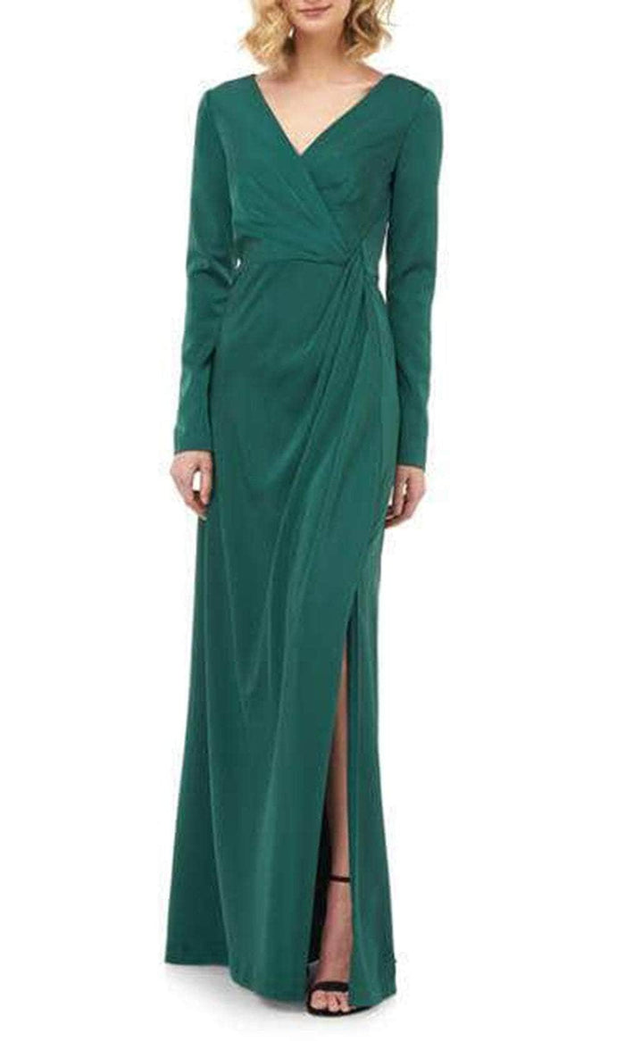 Kay Unger 5511232 - Long Sleeves V-Neckline Formal Dress Mother of the Bride Dresess 2 / Emerald