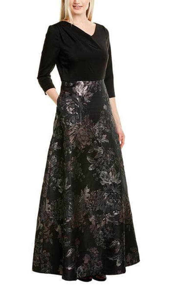 Kay Unger 5511409 - Quarter Length Sleeves V-Neck Formal Dress Mother of the Bride Dresess 4 / Slate Multi