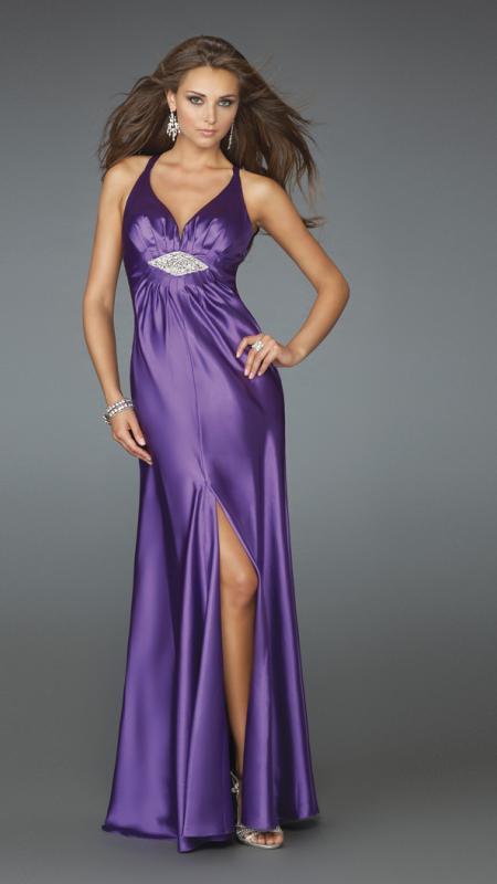 La Femme - 14600 Resplendent Halter-Style Sheath Gown with Center Slit ...