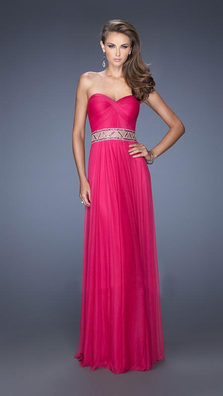 La Femme - 20034 Geometric Cutout Evening Long Dress Special Occasion Dress 00 / Fuchsia