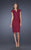 La Femme - 20501SC Modern Lace Split V-Neck Short Column Dress CCSALE 12 / Dark Cranberry