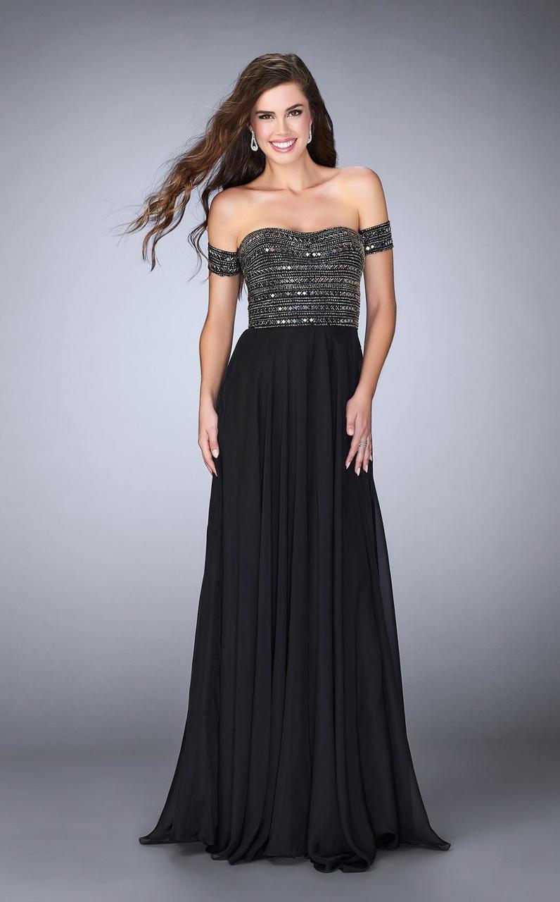 La Femme - 23644 Opulent Off-Shoulder Beaded Long Evening Gown ...