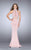 La Femme 24622 Bejeweled High Halter Neck Dress in Blush CCSALE 0 / Blush