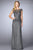 La Femme - 24896 Cap Sleeve Lace Peplum Gown Special Occasion Dress 2 / Gunmetal