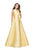 La Femme - 25425 Strappy Fitted Jewel Ballgown Special Occasion Dress 00 / Yellow