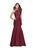 La Femme - 25650 Laser Cut Detailed Halter Mermaid Dress Special Occasion Dress 00 / Wine