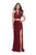 La Femme - 25731 Two Piece Deep V-neck Ruched Sheath Dress Special Occasion Dress 00 / Burgundy