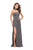 La Femme - 25735 High Neck Fitted Slit Dress Special Occasion Dress 00 / Charcoal