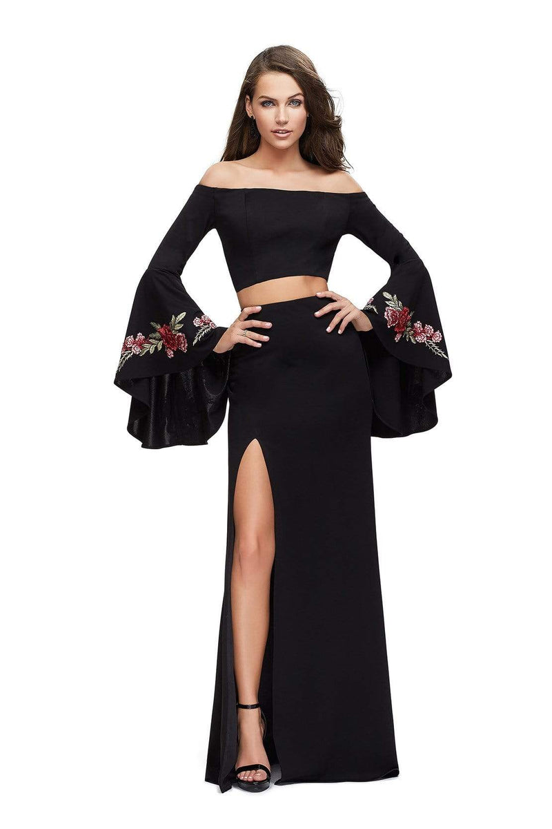 La Femme 25741 Two Piece Long Bell Sleeve Jersey Sheath Dress - Couture ...