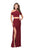 La Femme - 25846 Two Piece Beaded Halter Sheath Dress Special Occasion Dress 00 / Burgundy