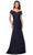 La Femme 25996SC - Pleated Ornate Evening Dress Mother of the Bride Dresses 0 / Navy