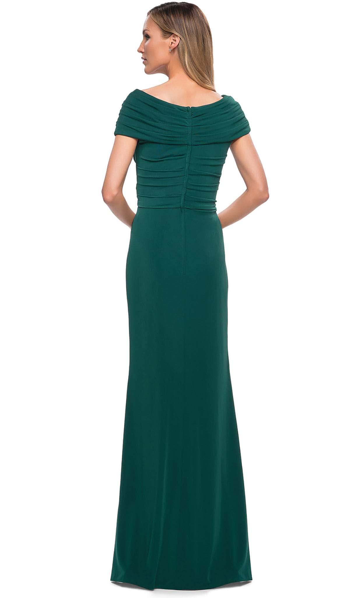 La Femme - 26519 Off Shoulder V Neck Long Sheath Jersey Gown – Couture ...