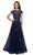 La Femme - 26907 Lace Applique Bateau A-line Dress Mother of the Bride Dresses 4 / Navy