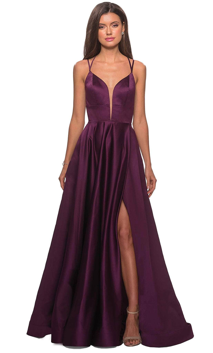 La Femme - 26994 Sexy Strappy Back Satin A-Line Evening Gown – Couture ...