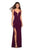 La Femme - 27072 Plunging Strappy Back High Slit Gown Special Occasion Dress 00 / Dark Berry