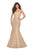 La Femme - 27267 Strapless Sweetheart Neck Metallic Lace Trumpet Gown Special Occasion Dress 00 / Light Gold