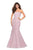 La Femme - 27267 Strapless Sweetheart Neck Metallic Lace Trumpet Gown Special Occasion Dress 00 / Light Pink