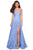 La Femme - 27476 Classy Allover Lace Organza Gown with Romper shorts Prom Dresses 00 / Cloud Blue