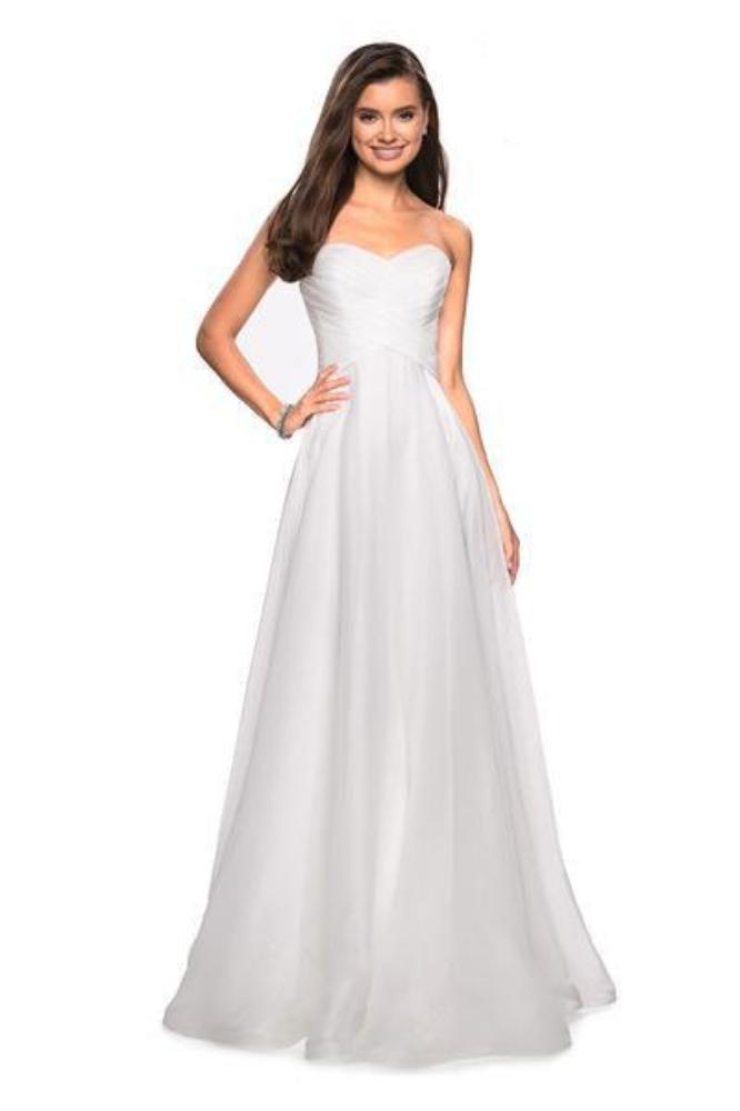 La Femme - 27515 Strapless Sweetheart Metallic Chiffon Prom Dress ...