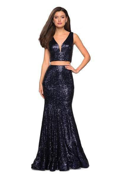 La Femme - 27590 Fully Sequined Deep V-neck Trumpet Dress Special Occasion Dress