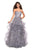 La Femme - 27620 Appliqued Sweetheart Bodice Tiered Tulle Gown Special Occasion Dress 00 / Silver