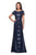 La Femme - 27884 Floral Bateau Evening Dress Special Occasion Dress 4 / Navy