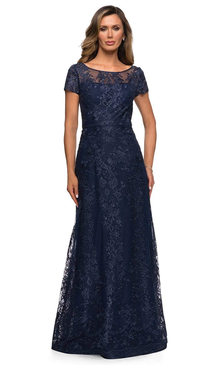 La Femme - 27935 Illusion Neckline Beaded Lace Ornate A-Line Gown ...