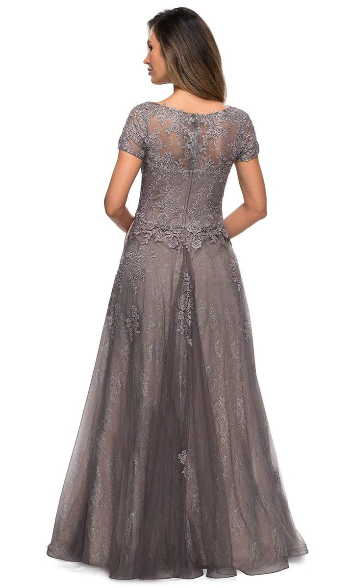 La Femme - 28091 Floral Appliqued A-Line Evening Dress – Couture Candy
