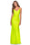 La Femme - 28287 Spaghetti Strap Ruched Backless Long Dress Prom Dresses 00 / Neon Yellow