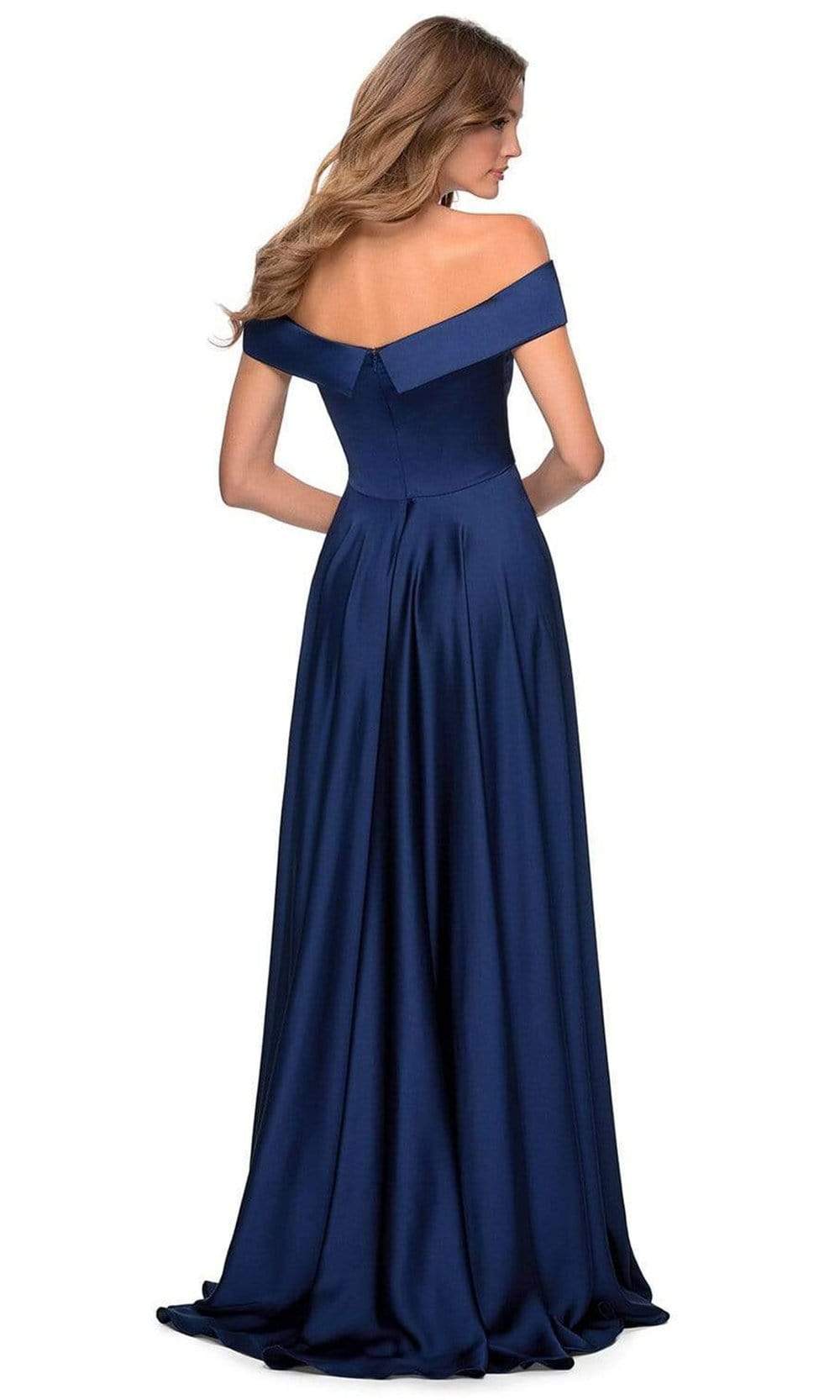 La Femme - 28978 Satin Off-Shoulder A-line Modest Prom Gown – Couture Candy