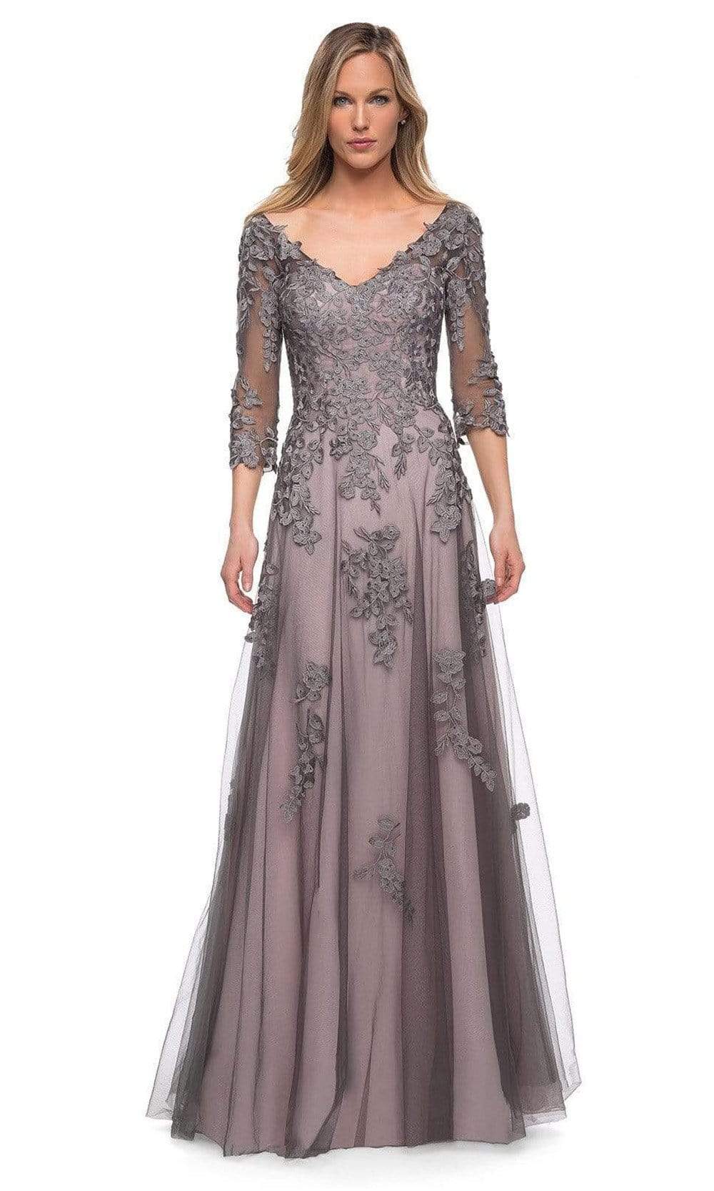La Femme - 29205 Floral Embroidered A-line Gown – Couture Candy