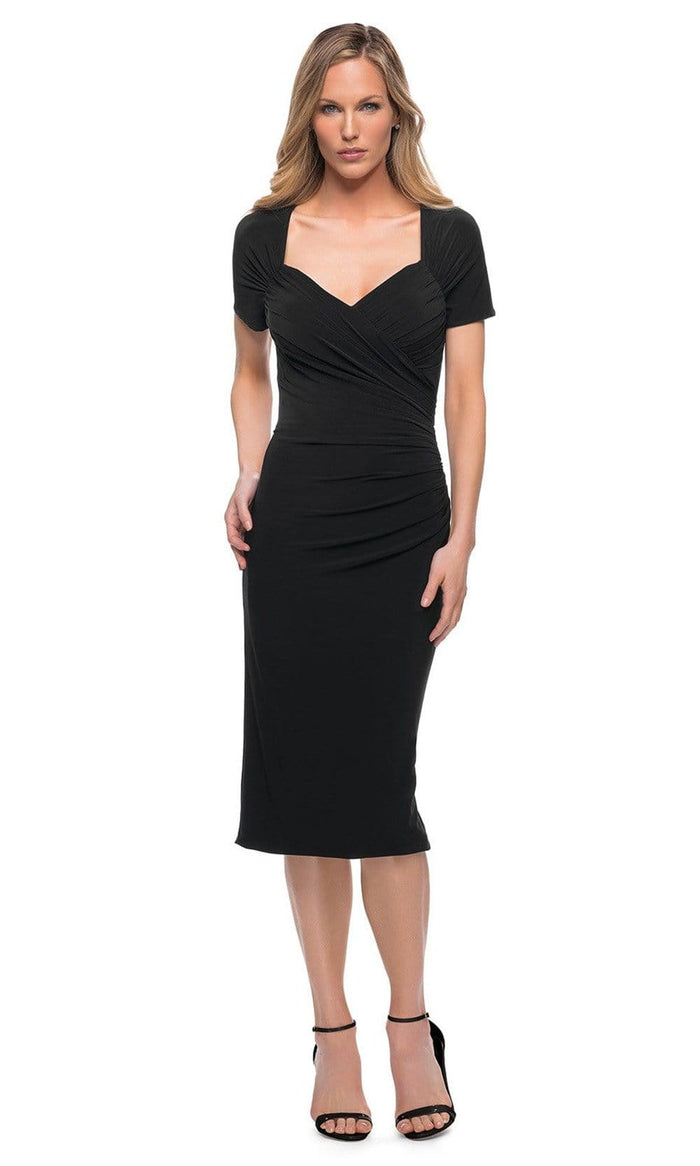 La Femme - 29510 Ruched Knee-Length Dress Mother of the Bride Dresses 2 / Black