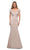 La Femme - 29805 Modified V-Neck Trumpet Evening Dress Mother of the Bride Dresses 2 / Nude