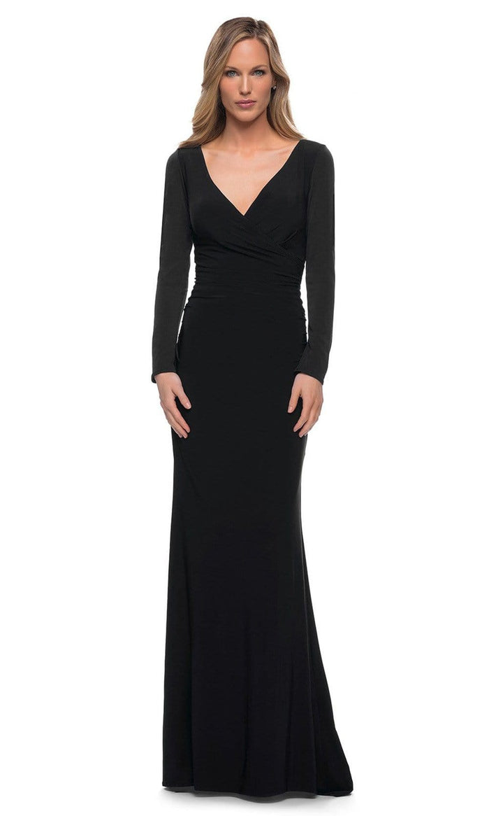 La Femme - 29924 Fitted Sheath Evening Dress Mother of the Bride Dresses 2 / Black